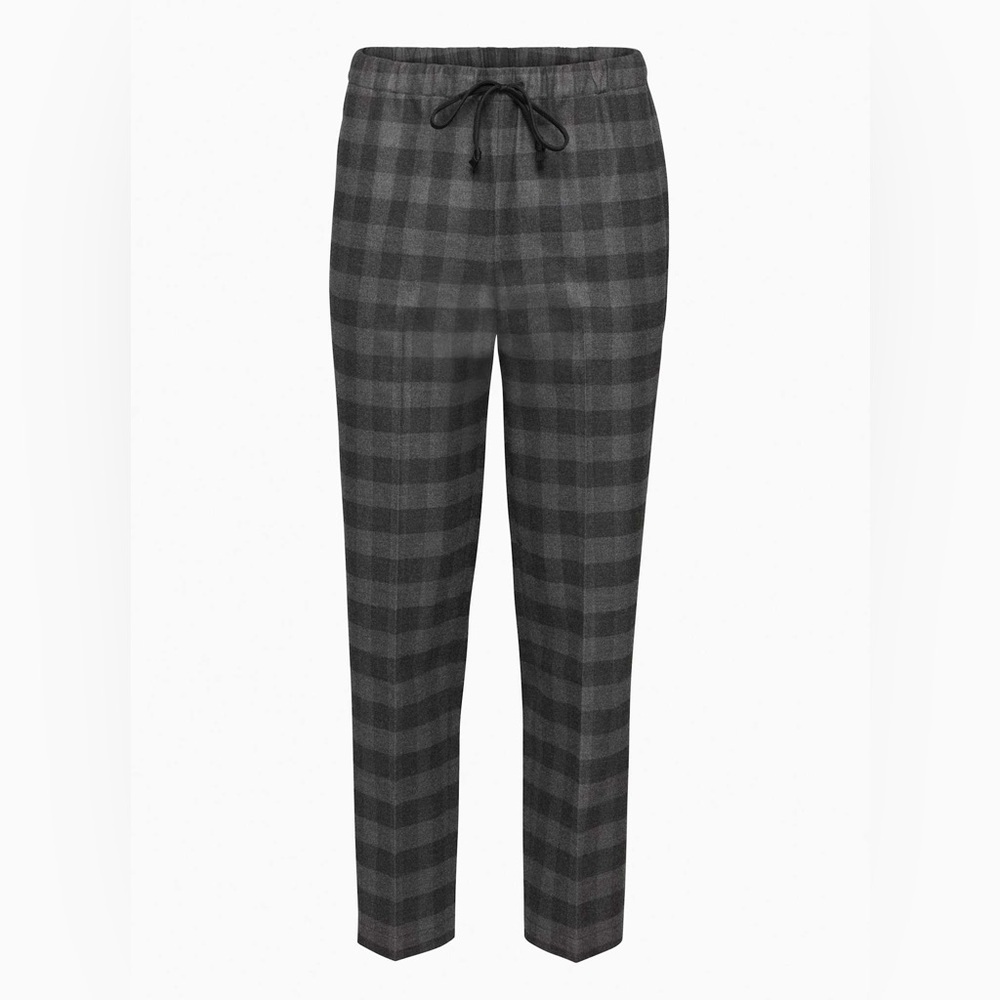 Aritzia Babaton Charcoal Plaid Mid Rise Twill Pants